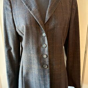 Classic Women's Dark Brown Button-Front Wool Blend Coat